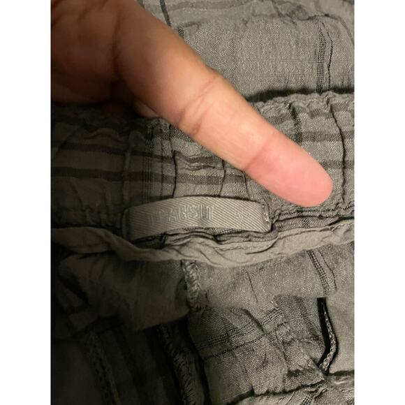 Transit Par Such Womens Pants Medium Gray Linen Plaid Tapered Leg Avant Garde - Picture 3 of 7